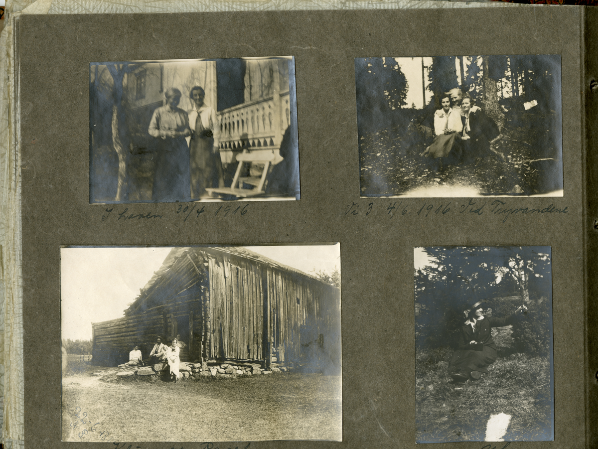 Album som inneholder flere foto antagelig tatt av kvinnelig amatørfotograf. Motivene er hennes veninner og antagelig familie, tatt på 1910-tallet