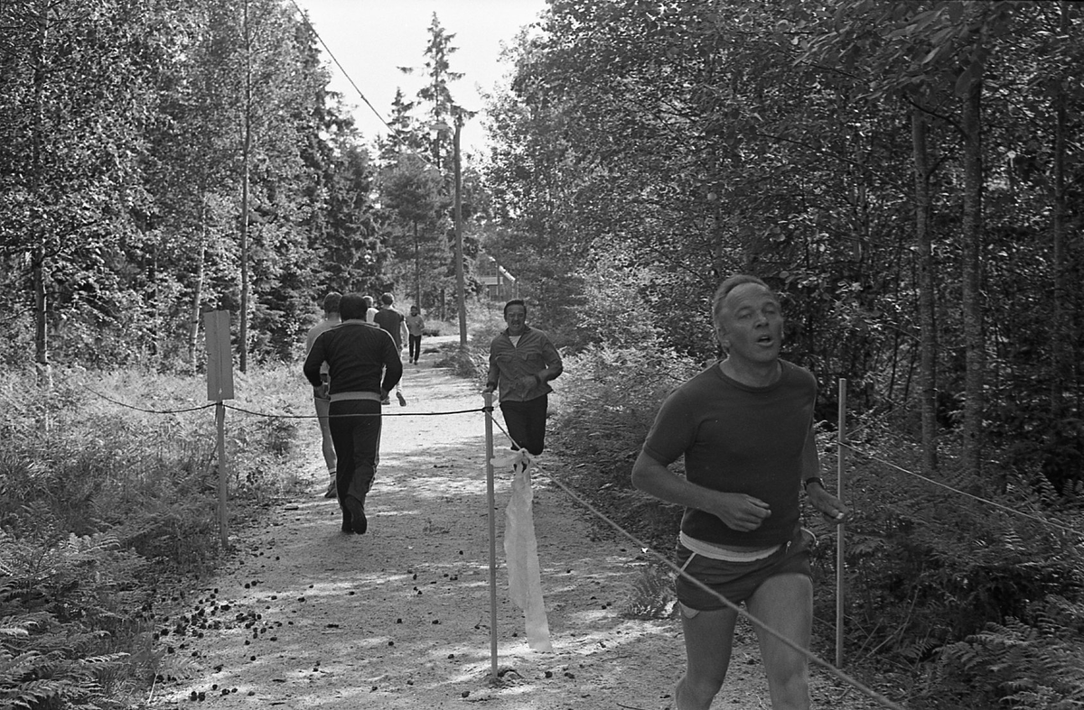 Befälsdag vid Skaraborgs regemente 1982-06-11 i Forsvik. Målgång efter terränglöpning.