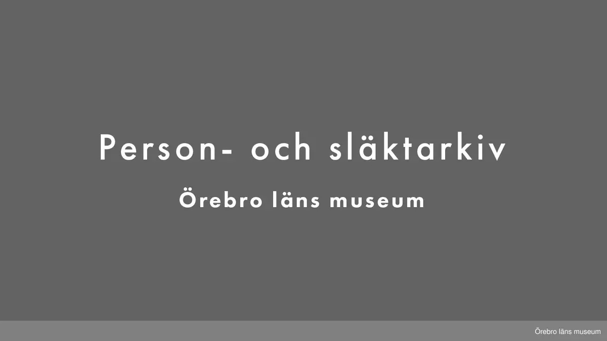 Karl Axel Pehrsons personarkiv. 

Innehåller: 
Småkort, teckning Ex libris, Karl Axel Pehrson.
37 vernissagekort för utställningen ”Karl Axel Pehrson” på Thielska Galleriet, september-oktober 1982. 
Utställningskatalog ”Karl Axel Pehrson, nya målningar” på Gallerie Bel’Art, Stockholm, 2004. 
Kort med skalbaggar.
Boken Horntroll och humlebagge av Nils-Erik Landell, 1970. 
Boken Dessa våra minsta, Ur skalbaggarnas kulturhistoria, av Nils-Erik Landell och med illustrationer av Karl Axel Pehrson, 1988. 
Julstämning, 1982.