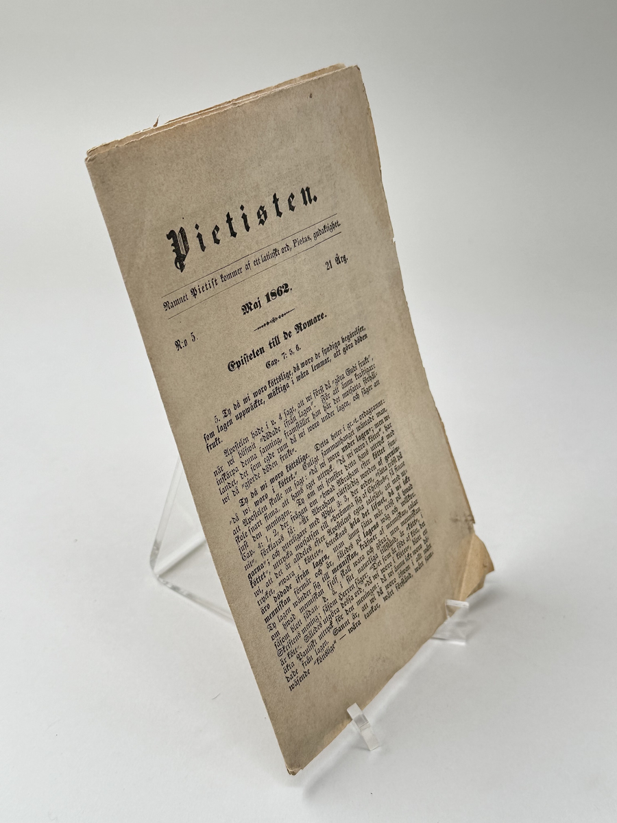 Häfte: "Pietisten", från maj 1862, Nr 5. Ohäftad. 