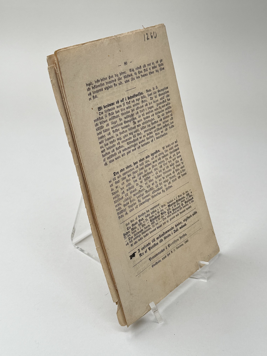 Häfte: "Pietisten", från maj 1862, Nr 5. Ohäftad. 
