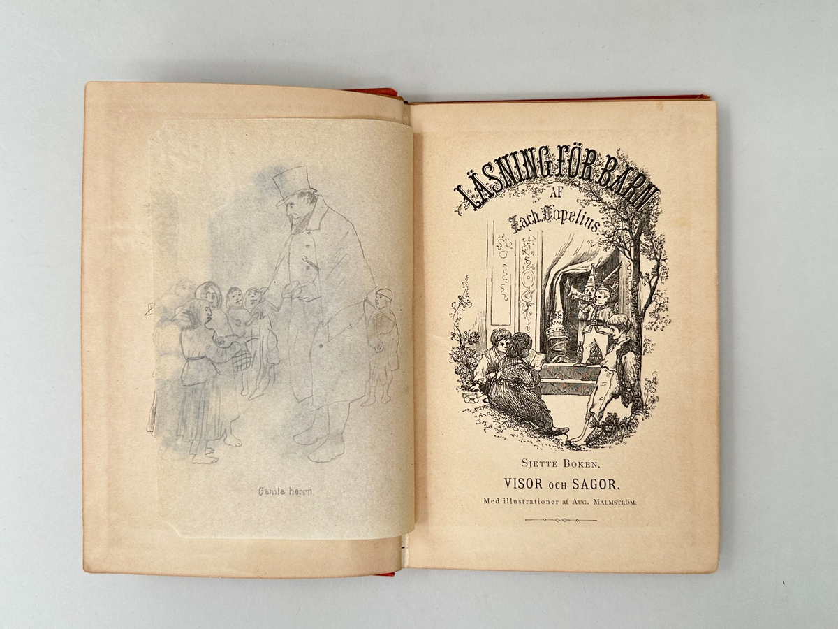 Bok: "Läsning för barn".
Utgiven 1884 i Stockholm.
