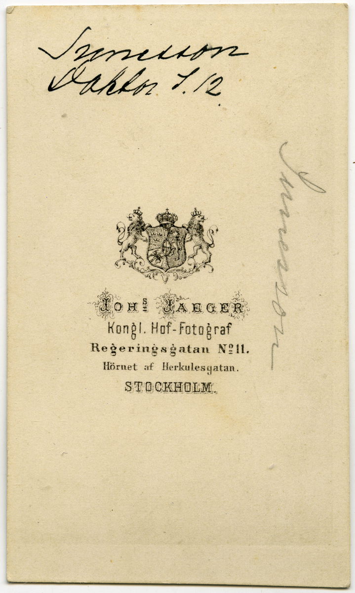 Porträtt på Regementsläkare vid I12 Fredrik August Suneson.