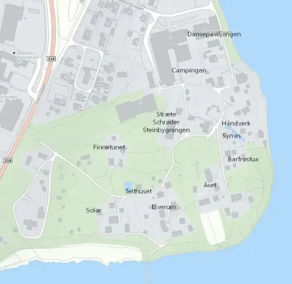 Kart over friluftsmuseet på Glomdalsmuseet