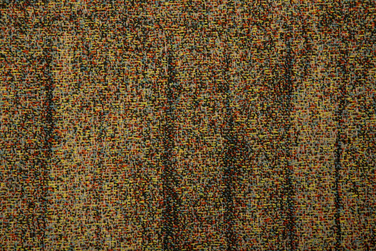 Rektangulær billedvev med tekstile egenskaper som plissé og folden som motiv.