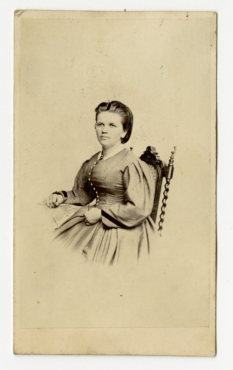 Portrett av kvinn, Arendal i 1864

Påskrift Bak: Sina Hjorthoy. Arendal.