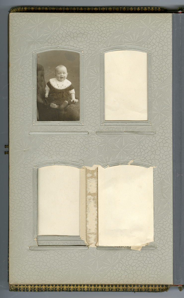 Fotoalbum med familiebilder fra Nyblin familien fra Skien, også Sørensen slekt, enkelte som utvandret til USA

Blant annet foto av Mia, Anna Karoline Olsen, Sørensen, Emanuel Sørensen, Marie Sørensen, Johannes Sørensen, Christian, Ivar, Oscar, Delba, Carl, Constanse

Foto fra fotografer Marie Rosenland, Ragnvald Nyblin, M. Neson (USA), E. A. Engelschiøn, L. Balle, Aug. Haraldsson, L. Bodner, P. F. Feilberg-Hansen, John Nielsen, R. Ovesen, Clara Hollander med mer
