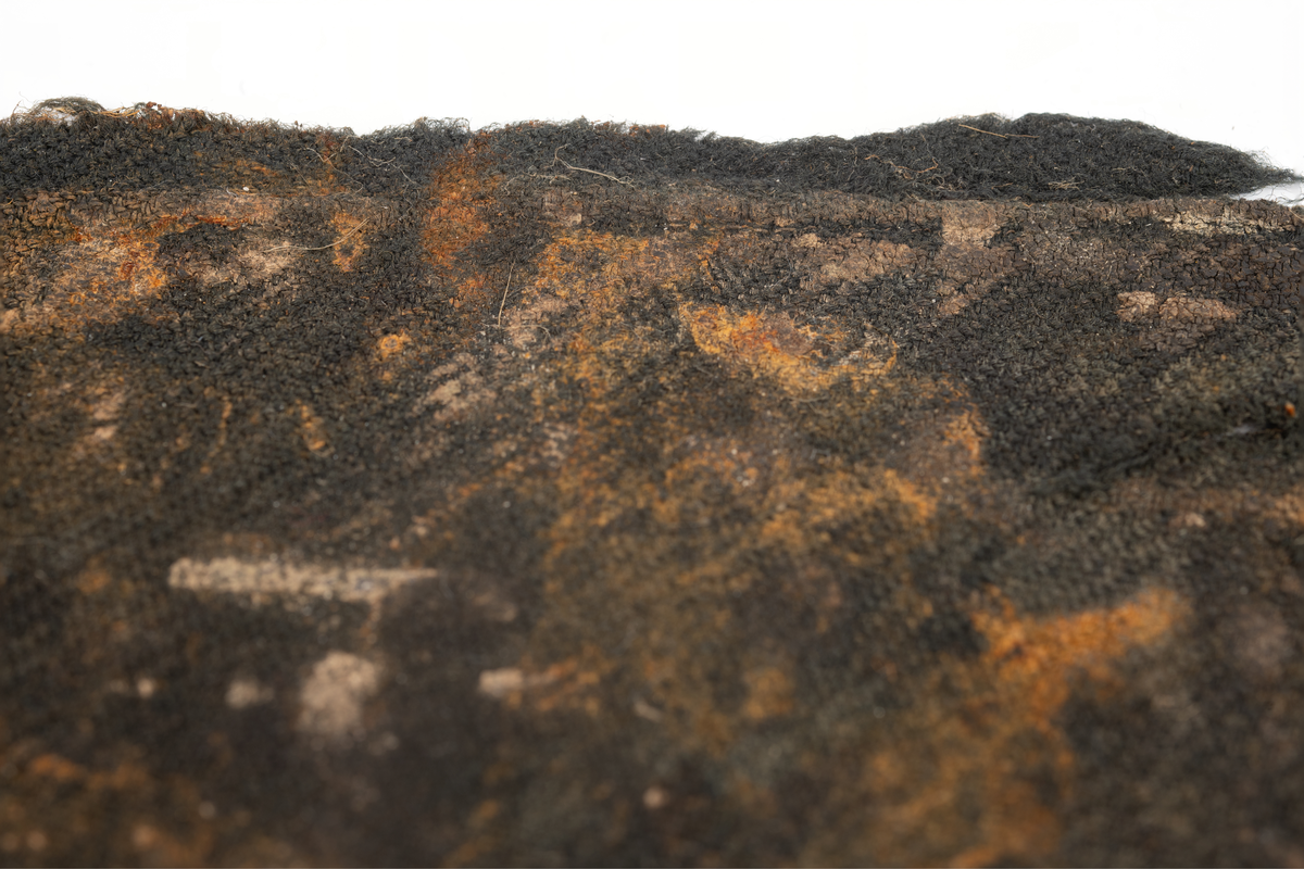 Fyndnummer 17664 innehåller 3 fragment av samma tyg. Fragmenten är tillverkade i en dubbelväv av ull och är idag brun med en stor mängd rostfläckar på. Väven är mycket tät och jämn och liknar inte några andra textilier från Vasa. Två av fragmenten har sömrester som visar att det är sytt med symaskin. Tygets karaktäristik pekar på att det förmodligen är maskinvävt. Symaskinen patenterades och började användas under 1800-talets mitt. Det är därför inte möjligt att det här tyget är från år 1628 då Vasa sjönk utan i själva verket är det mycket yngre. 

För mer detaljerad information från textildokumentationen (år 2022) se länkade filer.