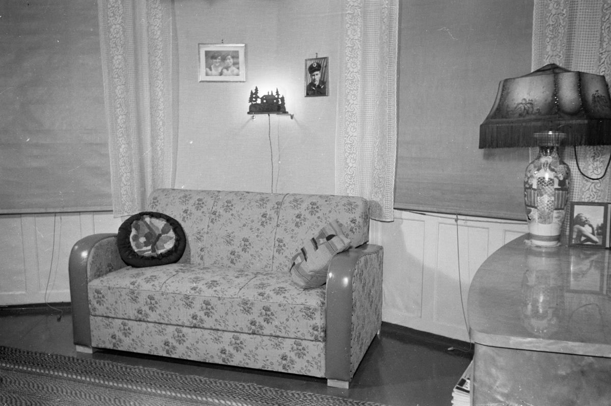 Stuerom med sofa lampe og bilder