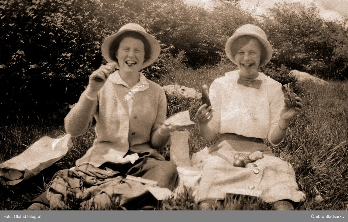 Munter picknick i gröngräset