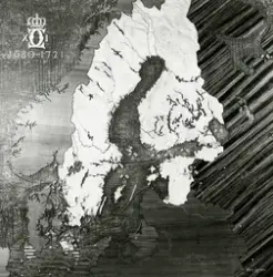 Historisk karta i utställningarna i örlogsavdelningen sal 2 