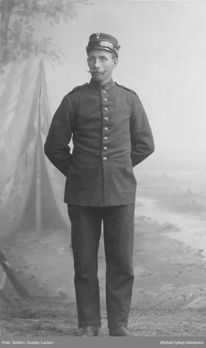 Portrett av Henrik Bøhaugen  fra Varteig som soldat. Han var onkel til Isak Rånås.