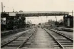 Utsvängningen av viadukten över järnvägsspåren.