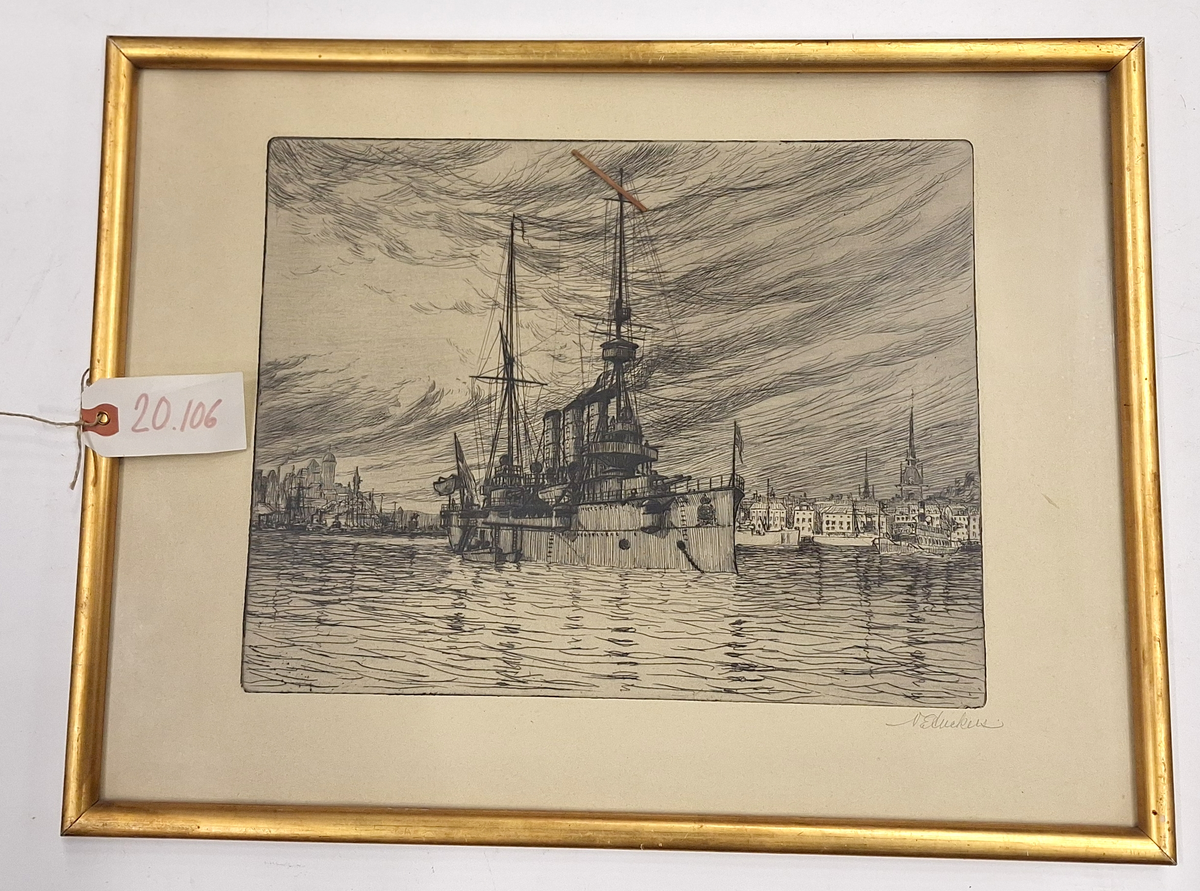 Pansarkryssaren FYLGIA på Stockholms ström.