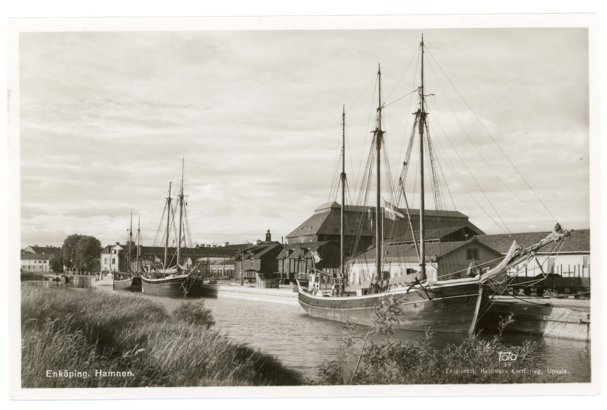 Hamnen, enköping. Vykortet är poststämplat den 30/7-1943.