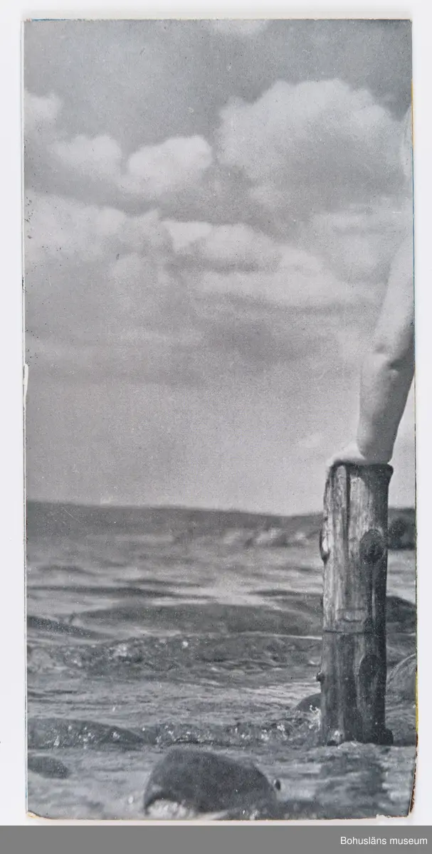 Turistbroschyr för Bohuslän och Västkusten.
Turistbroschyr, utvikbar med färg- och svartvIta fotografier och kartor och säljande text och praktiska upplysningar, tryckt på 1940-talet troligen. På omslaget målning med regattasegling och texten SVERIGES SOLSIDA.