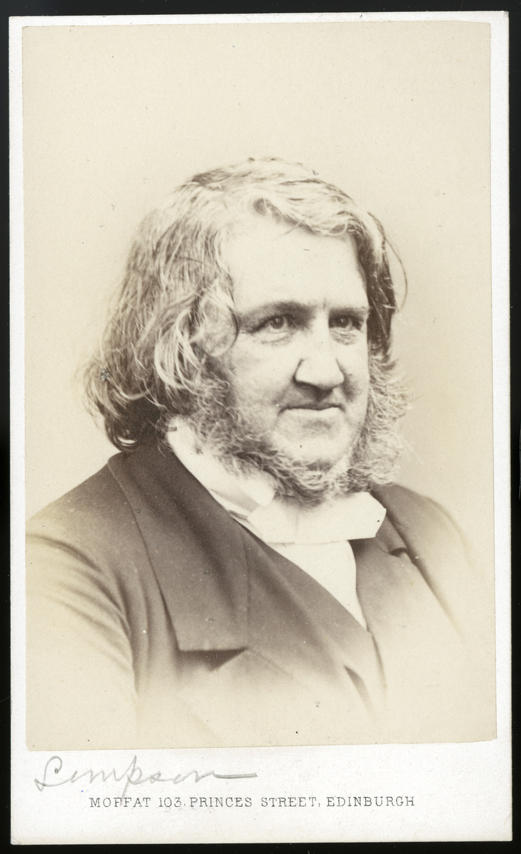 Visittkortportrett av den skotske elgen og professoren James Young Simpson (1811 - 1870)