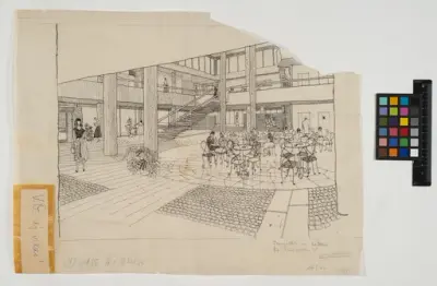 Yrkesskola för huslig utbildning och sömnad
Illustration av entréhall