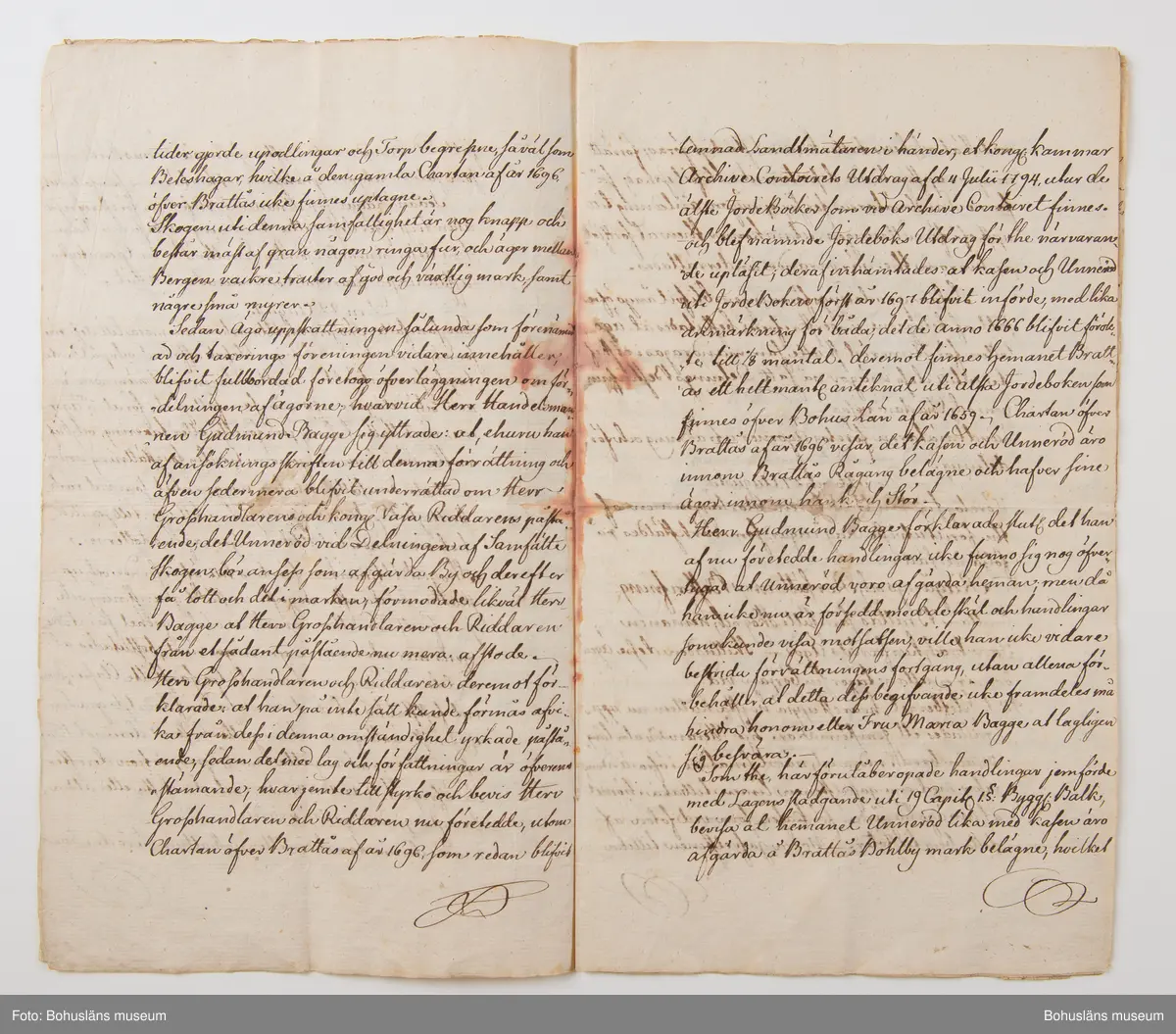 Ur arkivförteckningen: Lantmäterihandling 1795. Kasen, Brattås, Unneröd, Bäve.