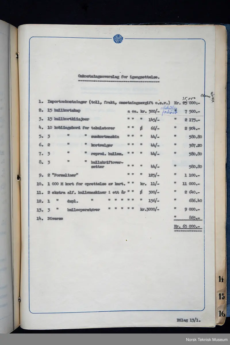 Horisontal hullkort sorteringsmaskin, elektrisk drevet. Med denne maskinen, som var raskere enn tilsvarende av andre fabrikater, kunne hullkortene sortere etter ulike kriteria. 