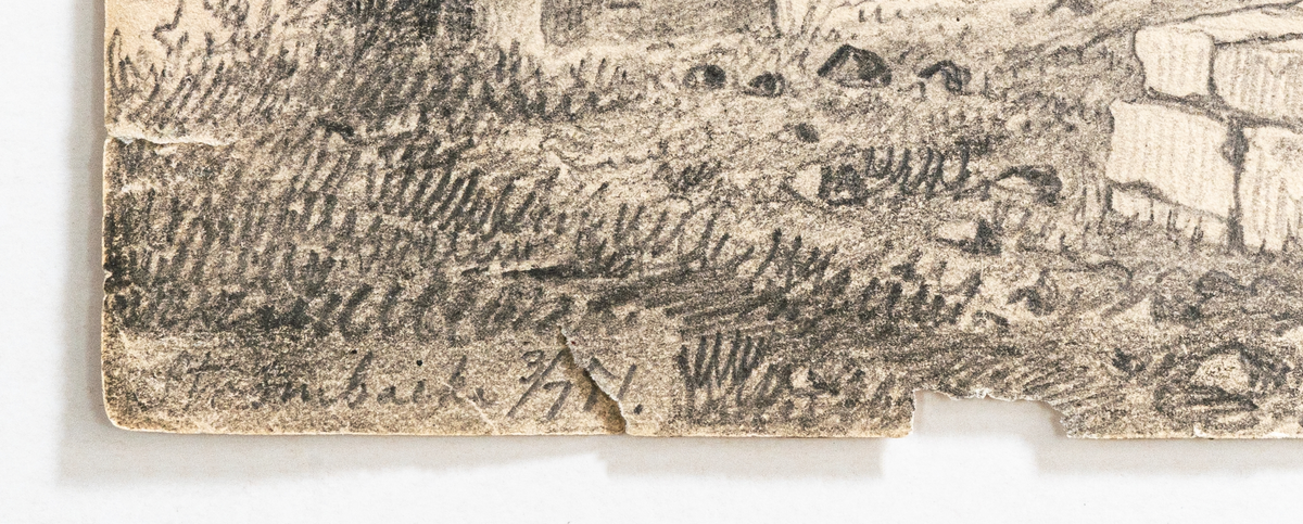 Teckning föreställande Strömbacka bruk 1851.