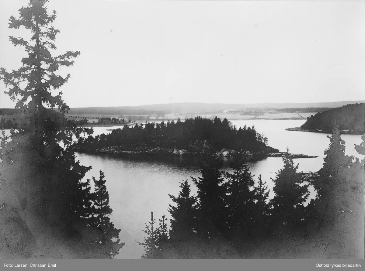 Vestvannet i Tune mot Bjørnstad/Kalnes i 1920-åra.
