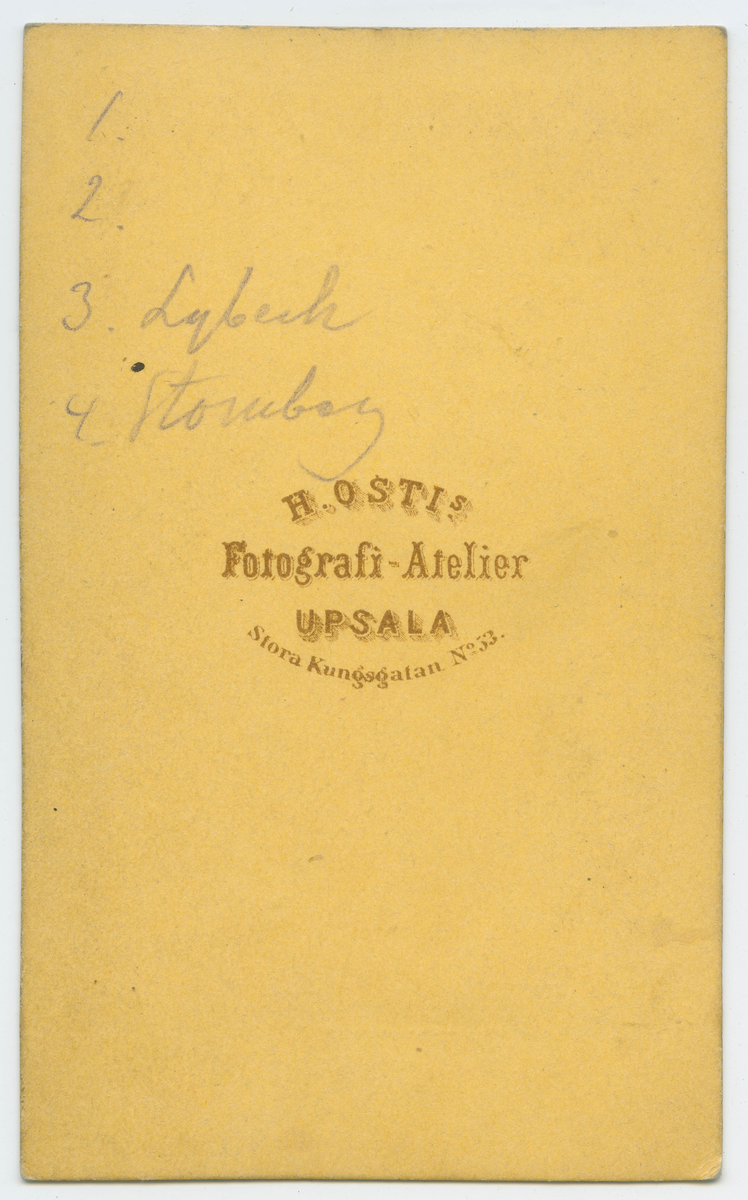 Porträtt på Ingenjör, Musiker Alfred Johan Stomberg (till höger nr: 4). Tillsammans med en grupp av män.