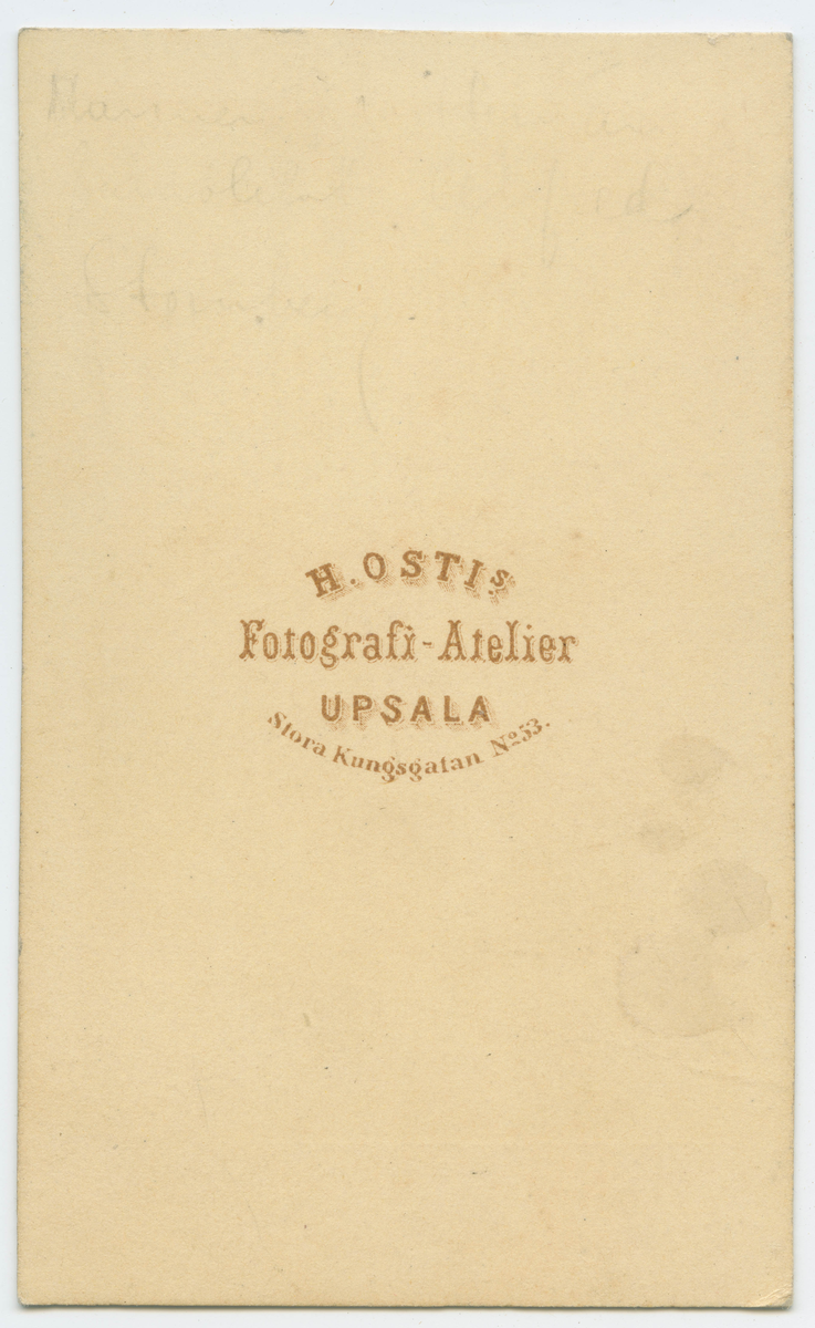 Porträtt på Ingenjör, Musiker Alfred Johan Stomberg sittande i mitten av en grupp män med musikinstrument.