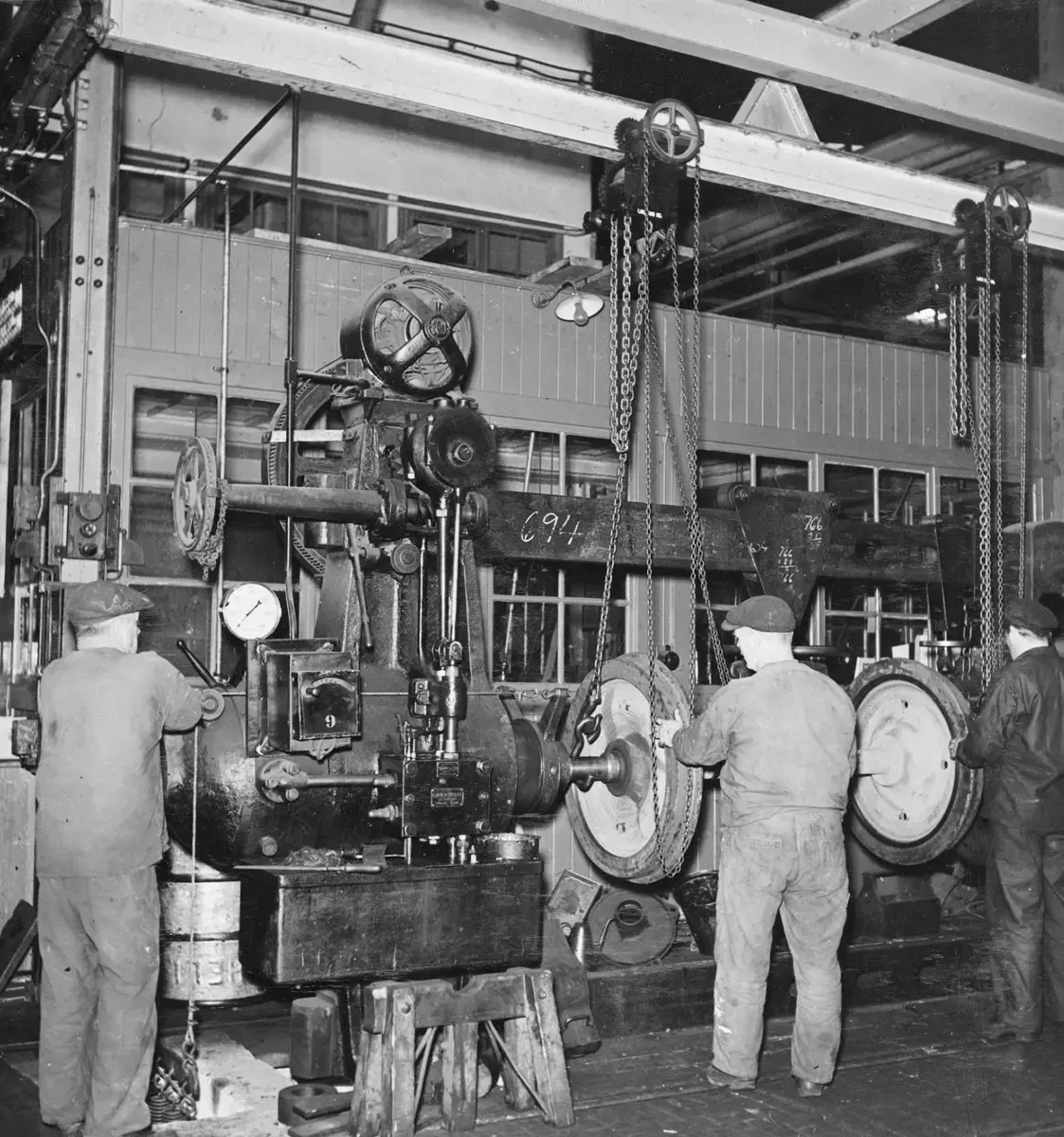 Hjulpress vid verkstäderna i Råsunda år 1937.