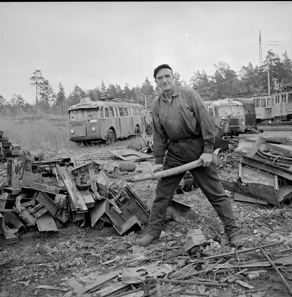 Skrotning av trådbussar i Högdalen
