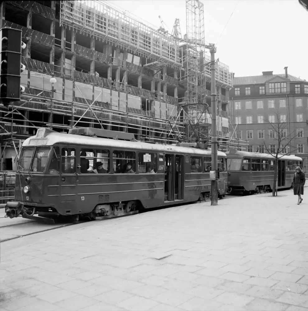 Lidingövagnar vid Humlegårdsgatan