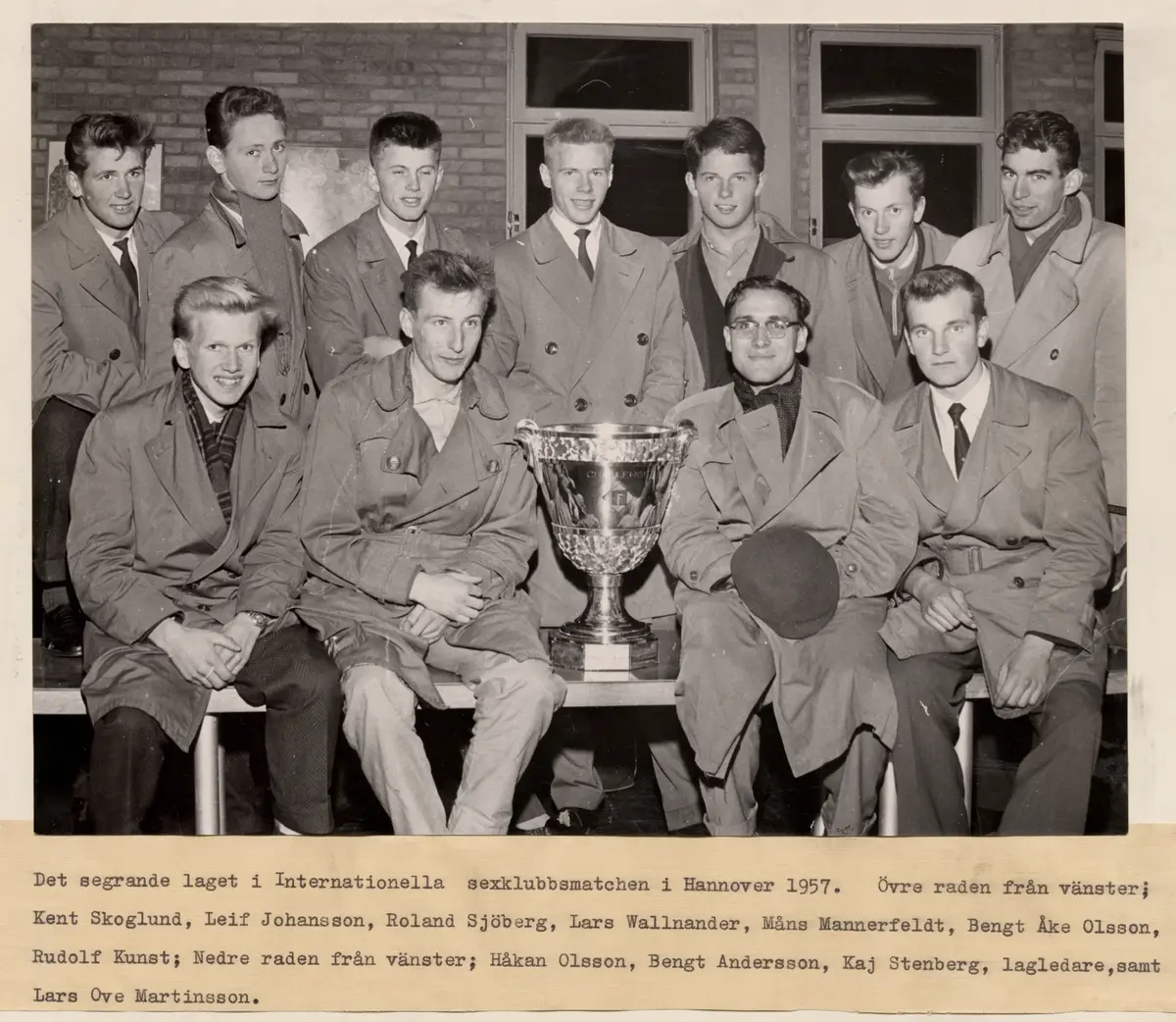"Det segrande laget i Internationella sexklubbsmatchen i Hannover 1957."
