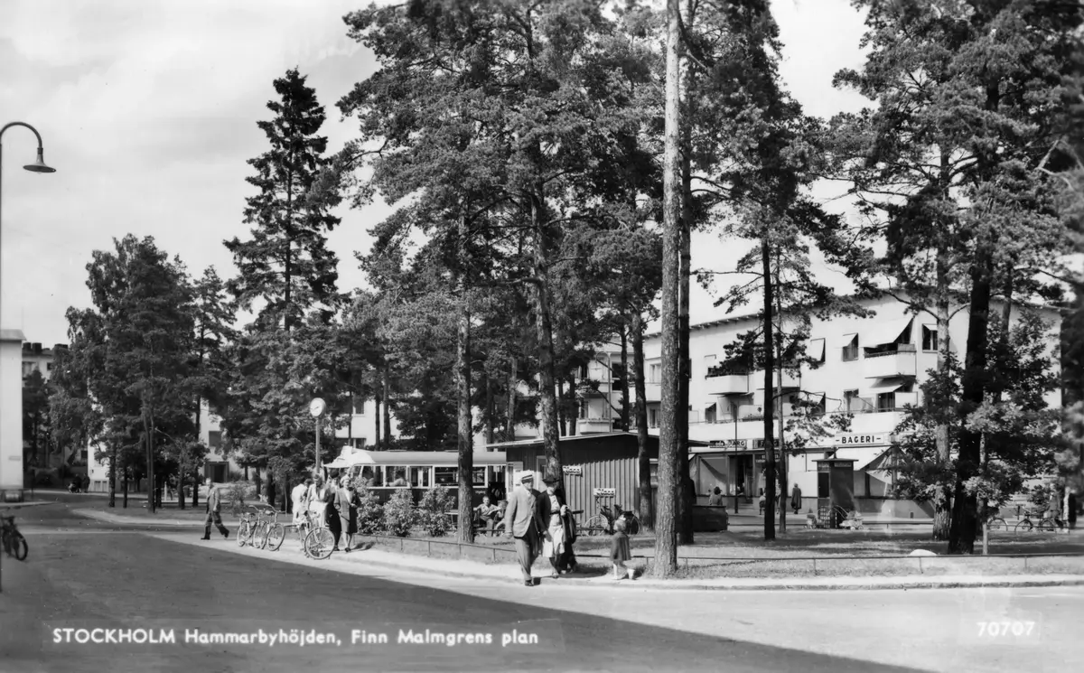Vykort. Stockholm. Hammarbyhöjden. Finn Malmgrens plan