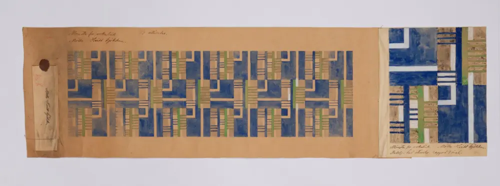 Hvitt kjøkken [Skisse til voksduk]