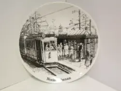 Samlartallrik, motiv Nockebybanan. Spårvagn på linje 12 vid 
