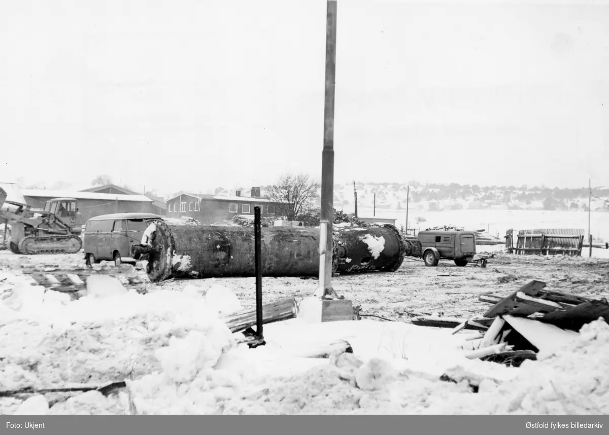 Tomt til ny lagerhall på Alvim-kaia, Sarpsborg i 1968.