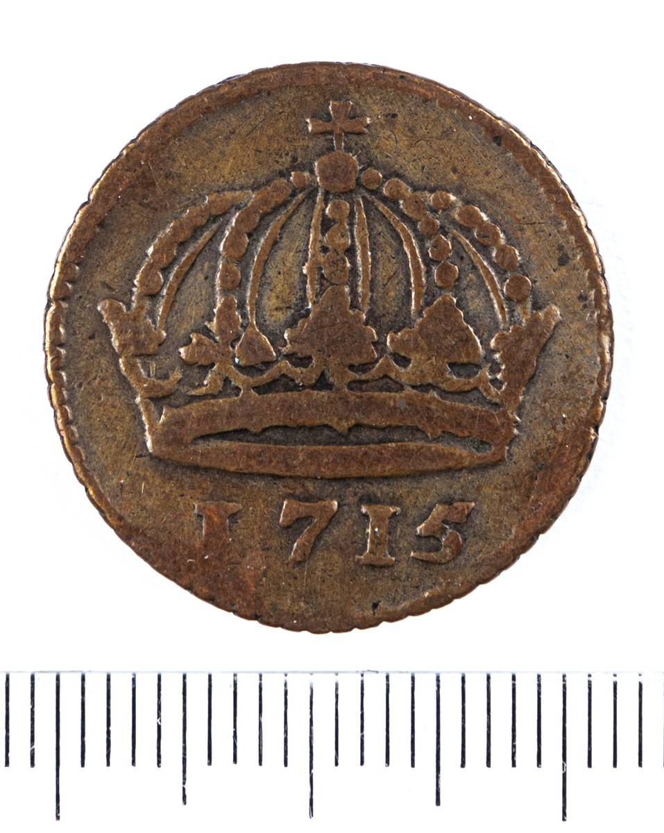 Mynt, Sverige, 1 daler s.m. nödmynt, 1715.