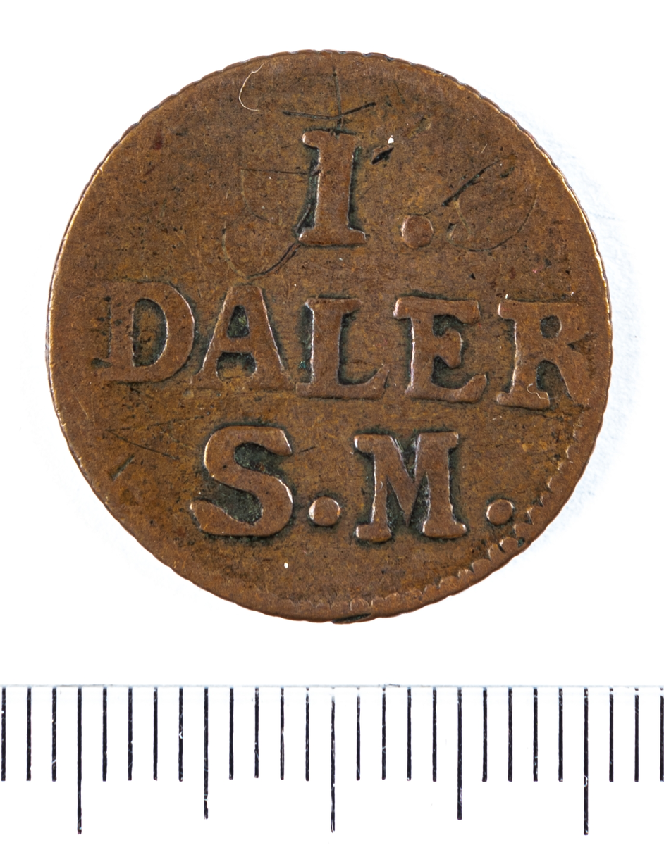 Mynt, Sverige, 1 daler s.m. nödmynt, 1715.