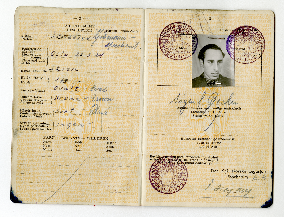 Sigurd Beckers pass fra 1940-tallet