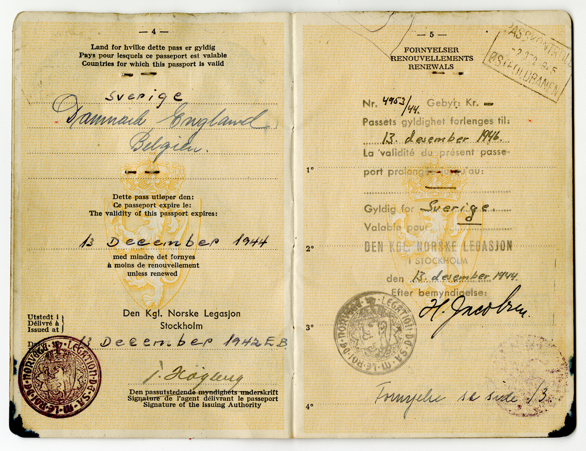 Sigurd Beckers pass fra 1940-tallet