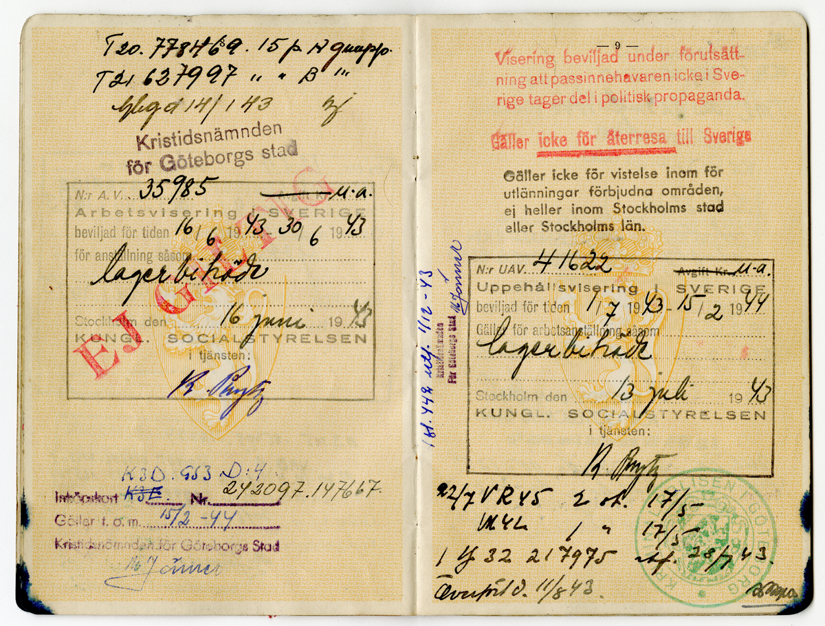 Sigurd Beckers pass fra 1940-tallet