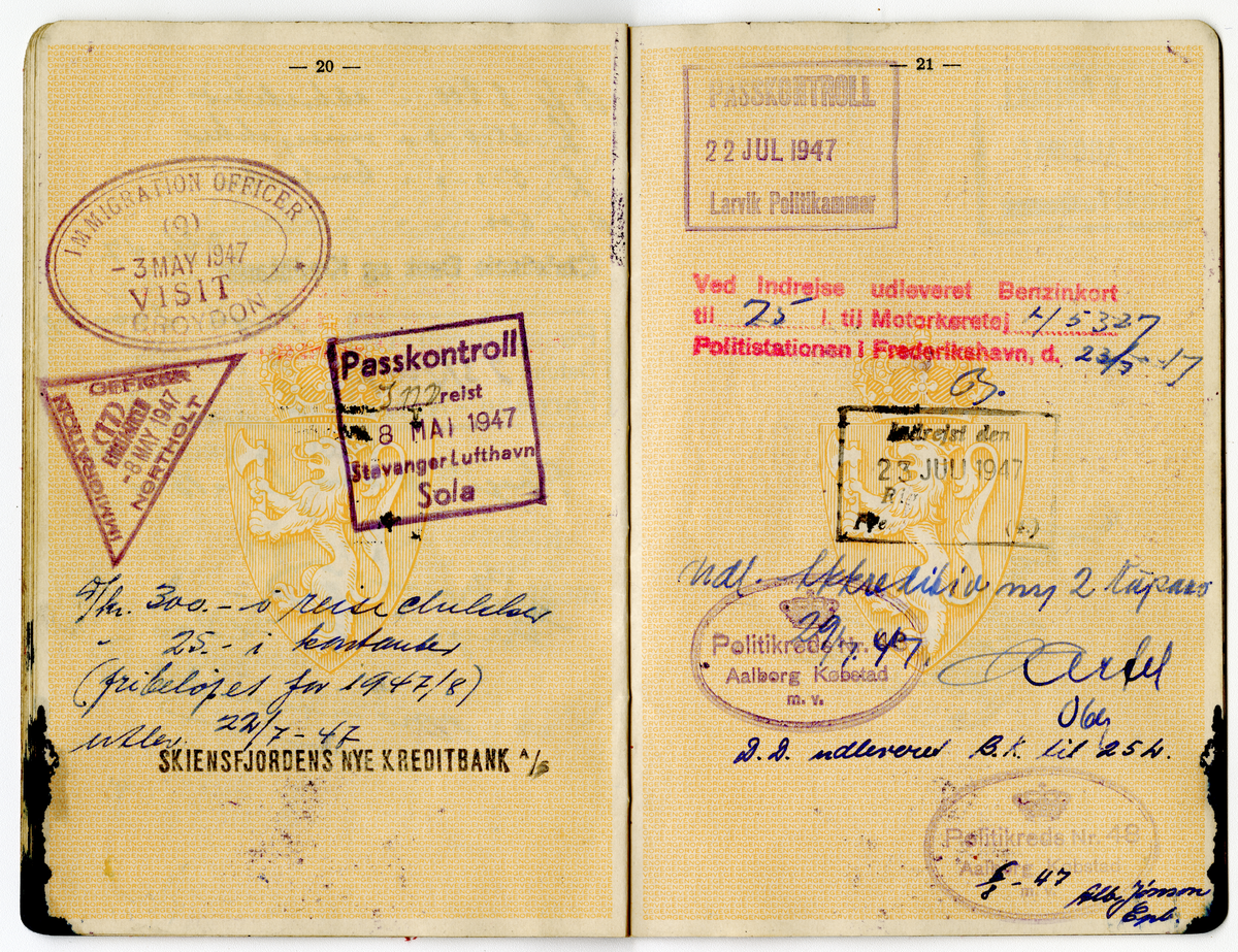Sigurd Beckers pass fra 1940-tallet