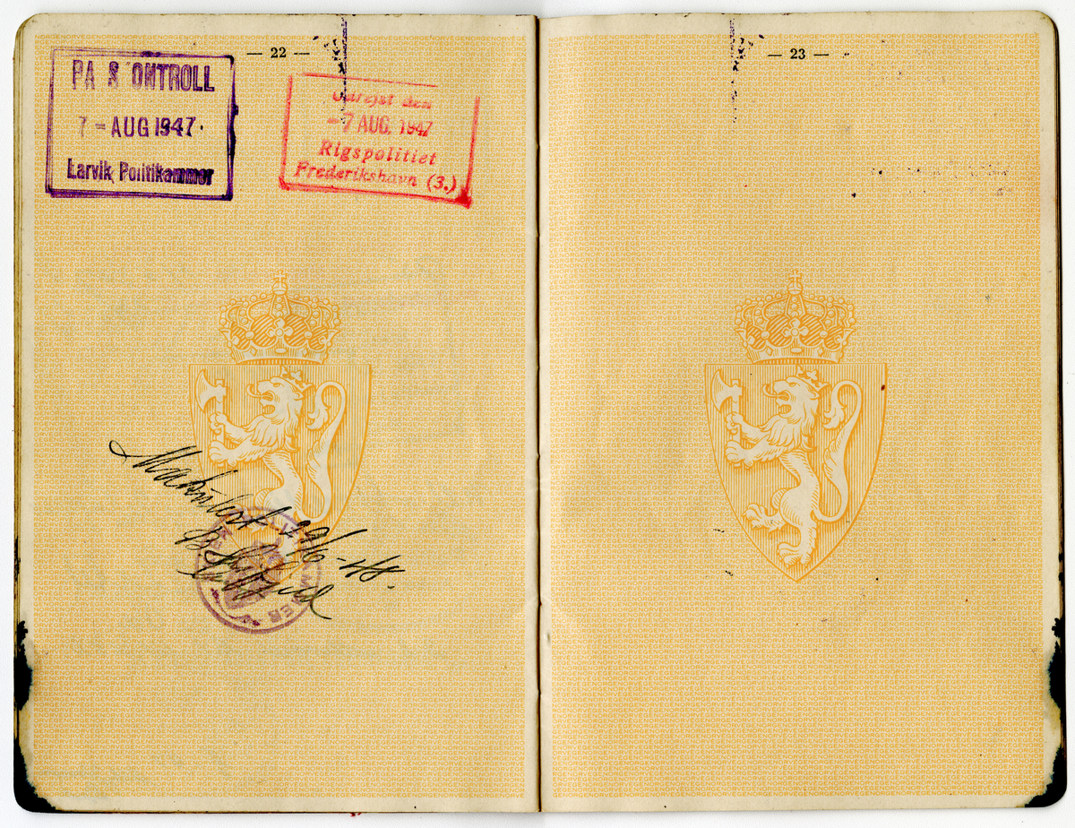Sigurd Beckers pass fra 1940-tallet