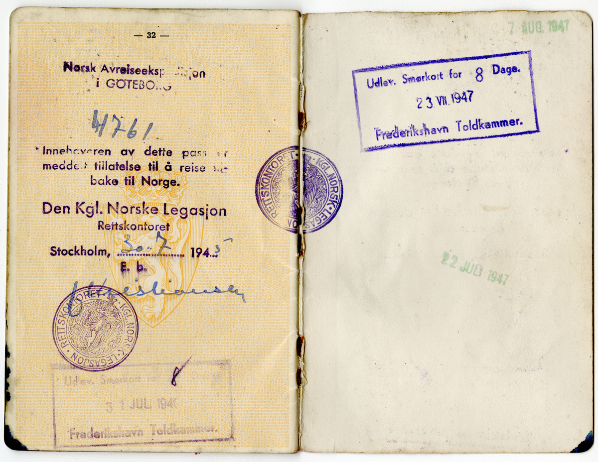 Sigurd Beckers pass fra 1940-tallet