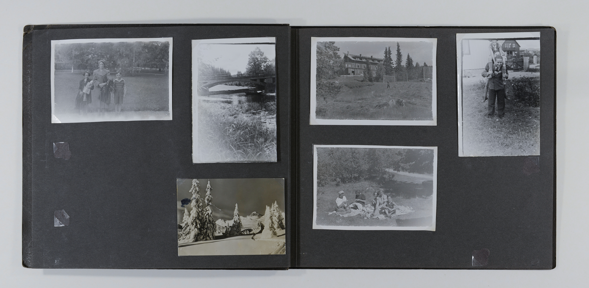 Foto av hytteliv, ungdom, venner, tull og tøys antagelig av Sigurd Becker. Albumet innehodler også familiefoto av hans familie i Skien