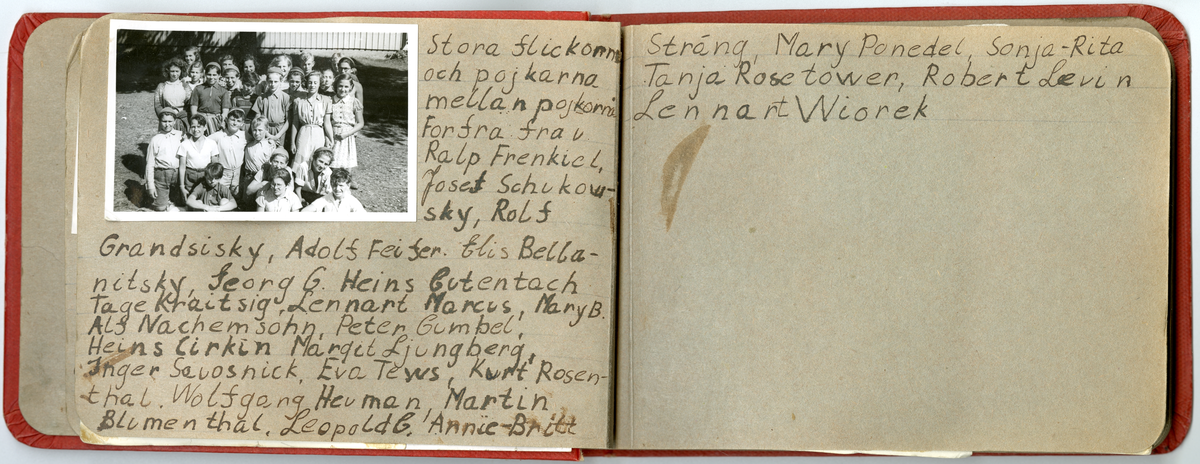 Foto fra tiden etter krigen der i blant fra  Gämstad i Sverige, sommeren 1945. Inneholder også enkelte familifoto fra før krigen