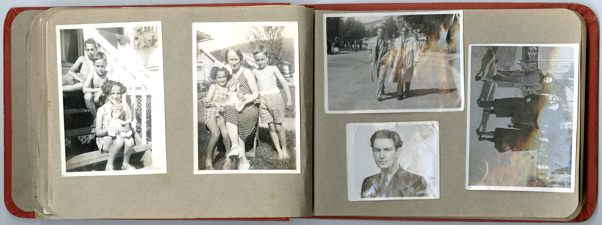 Foto fra tiden etter krigen der i blant fra  Gämstad i Sverige, sommeren 1945. Inneholder også enkelte familifoto fra før krigen