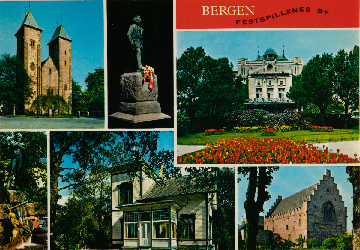 Mariakirken, Griegstatuen, Den Nasjonale Scene, Ole Bull-statuen, Troldhaugen og håkonshallen.