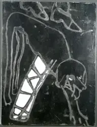 Hund med gipset ben [Materialbilde]