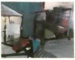 Interiør fra Rolf Neschs hus i Hallingdal [Maleri]